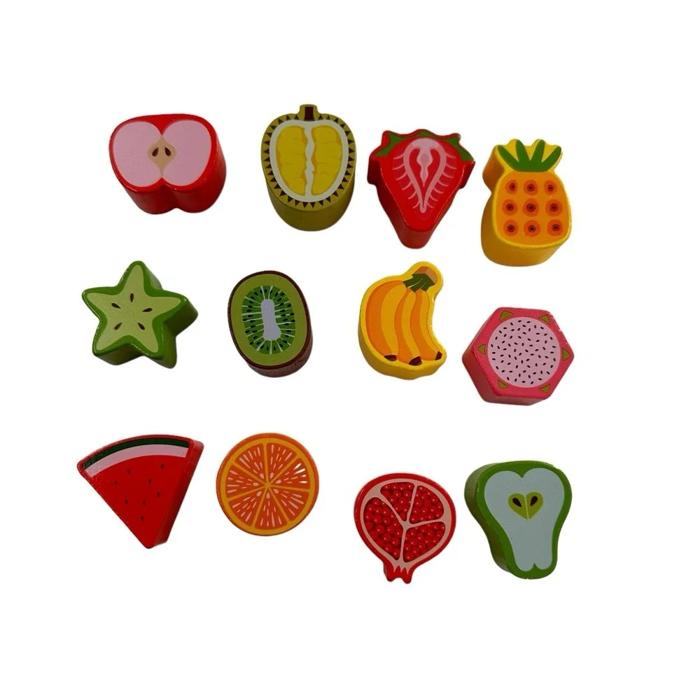 Montessori Educational Wood Food Pieces Rabbit Farm Shape Sorter Educational Toy